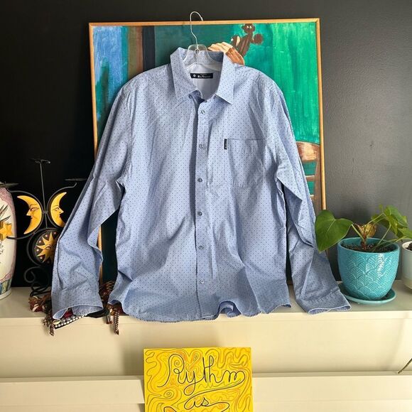 Host Pick Ben Sherman Sky Blue Dotted Button Down Shir XXL - Picture 2 of 13